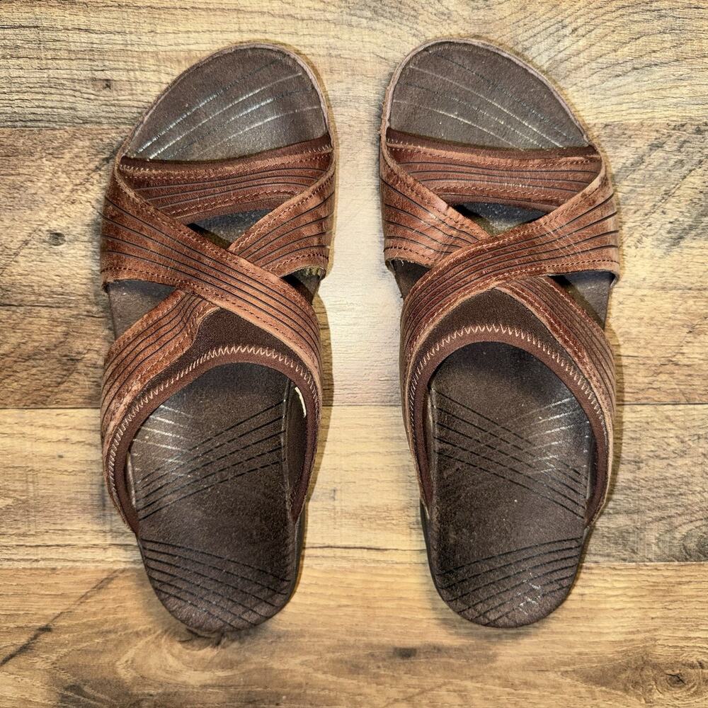 Merrell Sandals Womens 6 Heather Brown Slide Brown Slip On Casual Comfort Flats